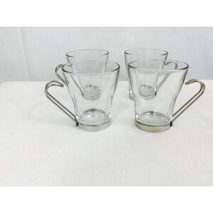 Vitrosax, clear glass, metal handle, espresso mug made in Italy